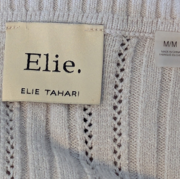 Elie Tahari Viscose Cable Knit Open Stitch Short Sleeve Oversized Sweater, Sz M - Picture 6 of 7